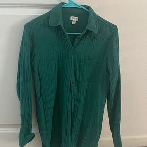 J. Crew Teal Textured Button-Up Shirt